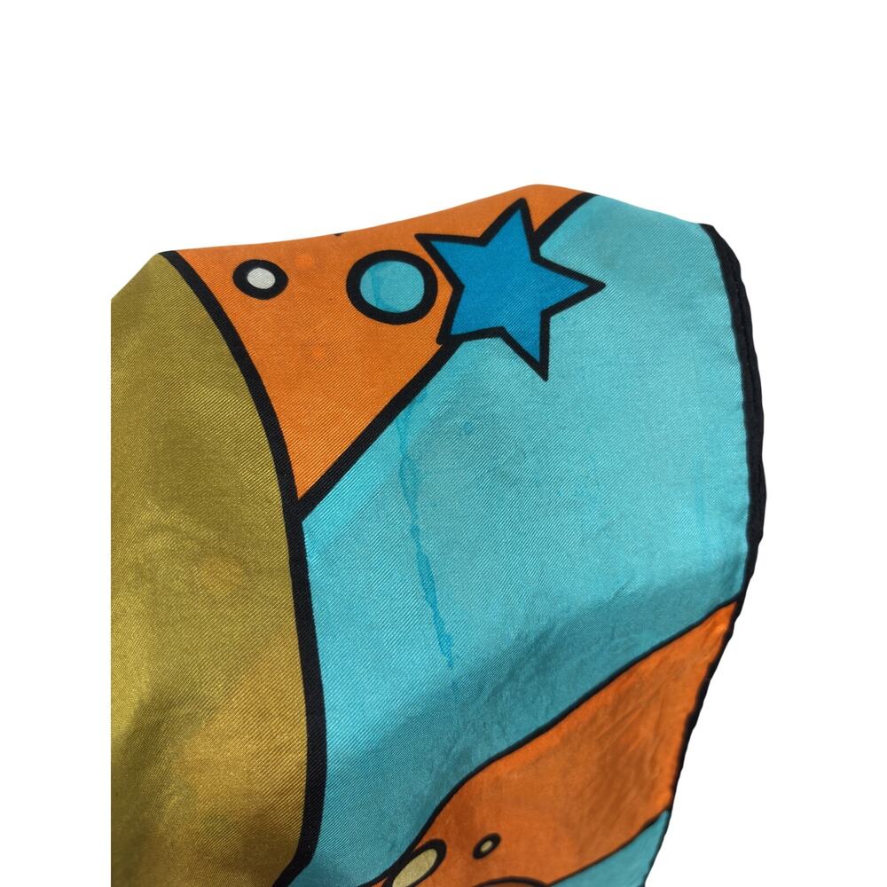 Peter Max Vintage Silk Scarf Womens Orange Self Portrait Psychedelic Pop Art - Picture 11 of 11